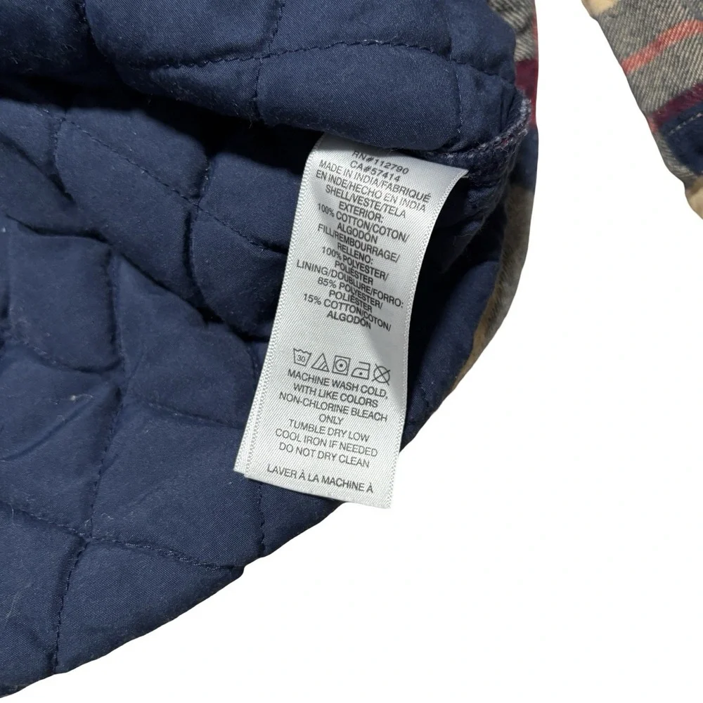True Religion Men's Quilted Lined Plaid Flannel Shirt Jacket Size Medium 21 x 28